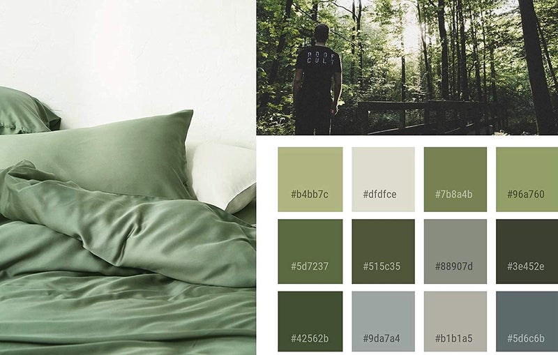 Eikei Solid Color Egyptian Cotton Duvet Cover Luxury Bedding Set High Thread Count Long Staple Sateen Weave Silky Soft Breathable Pima Quality Bed Linen (Woodland Green, Queen) - Image 4